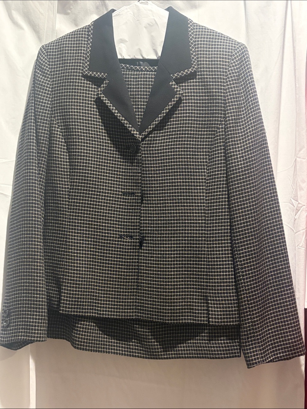 Black & White Check Women's Blazer and skirt combo- Classic Tailored Jacket